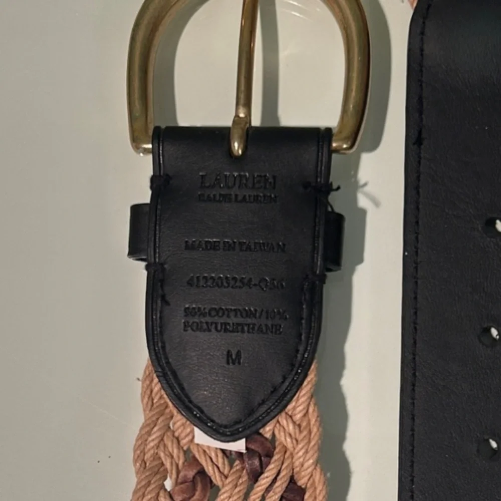 NWOT LAUREN Ralph Lauren Lardini Black with Braided Tan and Brown Belt.